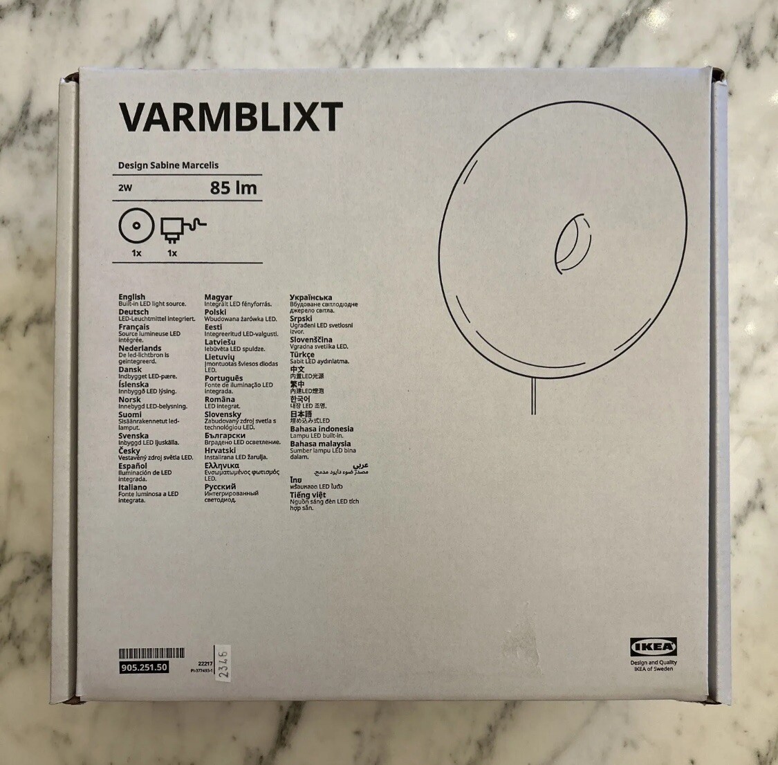 IKEA VARMBLIXT LED Table/Wall Donut Lamp Orange Glass/Round Sabine