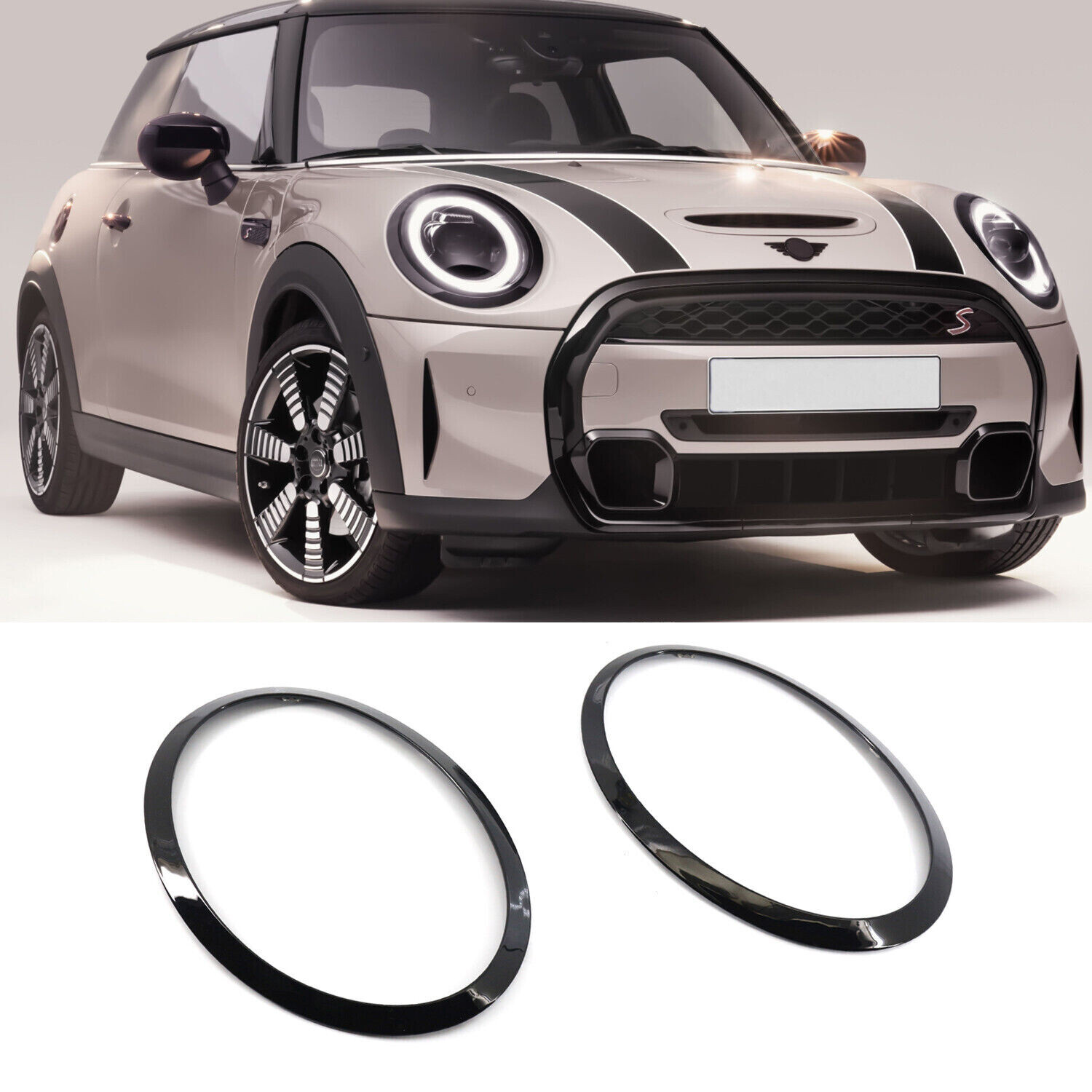 Gloss Black Headlight Surround Trim Ring For 2013-2019 Mini Cooper S F55 F56 F57