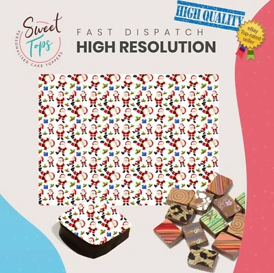 SWEET TOPS Chocolate Transfer Sheet (Christmas | Santa) Edible for Decorations A4 Size