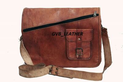 Men formal  Vintage Real Goat Leather Messenger Bag Shoulder Laptop Briefcase