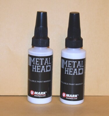 2 Metal Head White 4mm Paint Marker 2 Oz Metal Marking Auto Salvage Concrete ++