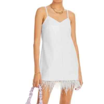 Aqua Womens Faux Leather Mini Slip Dress Ivory XS, Women's, Beige Aqua Womens Faux Leather Mini Slip Dress Ivory XS, Women's, Beige
