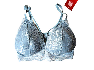 DeFacto UK Large Fall In Love Blue Wire Free Padded Harness Longline Bra