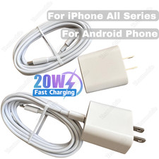 20W Fast Charger Adapter Type C USB C Cable For i-Phone 17 16 15 14 13 8 Samsung