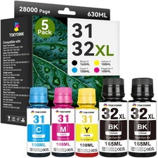 31 32XL Ink Bottle Set Refill Smart Tank 5101 7602 6001 5000 Printer Cartridge