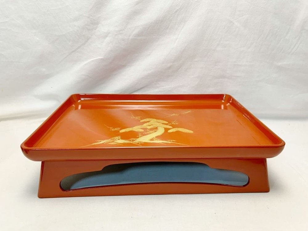 Jubako Bento Box Japanese Almost unused utensils Wooden vermilion lacquer Set of