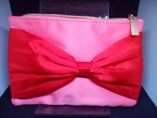 IPSY Glam Bag Makeup Cosmetic Bag Pouch Pink with Red Bow  Candy cane inner.