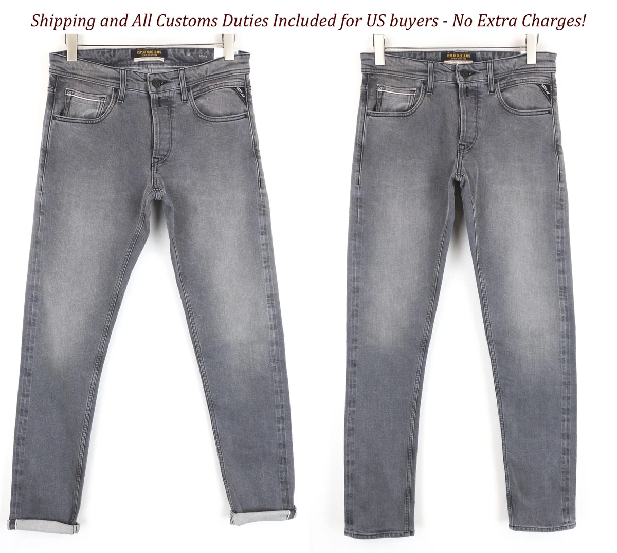 REPLAY Jeans Uomo Anbass Slim Fit, Hyperflex Elasticizzati, Grigio Chiaro (Super Light Grey 095), Taglia W33 L32, Modello Sostenibile - 3