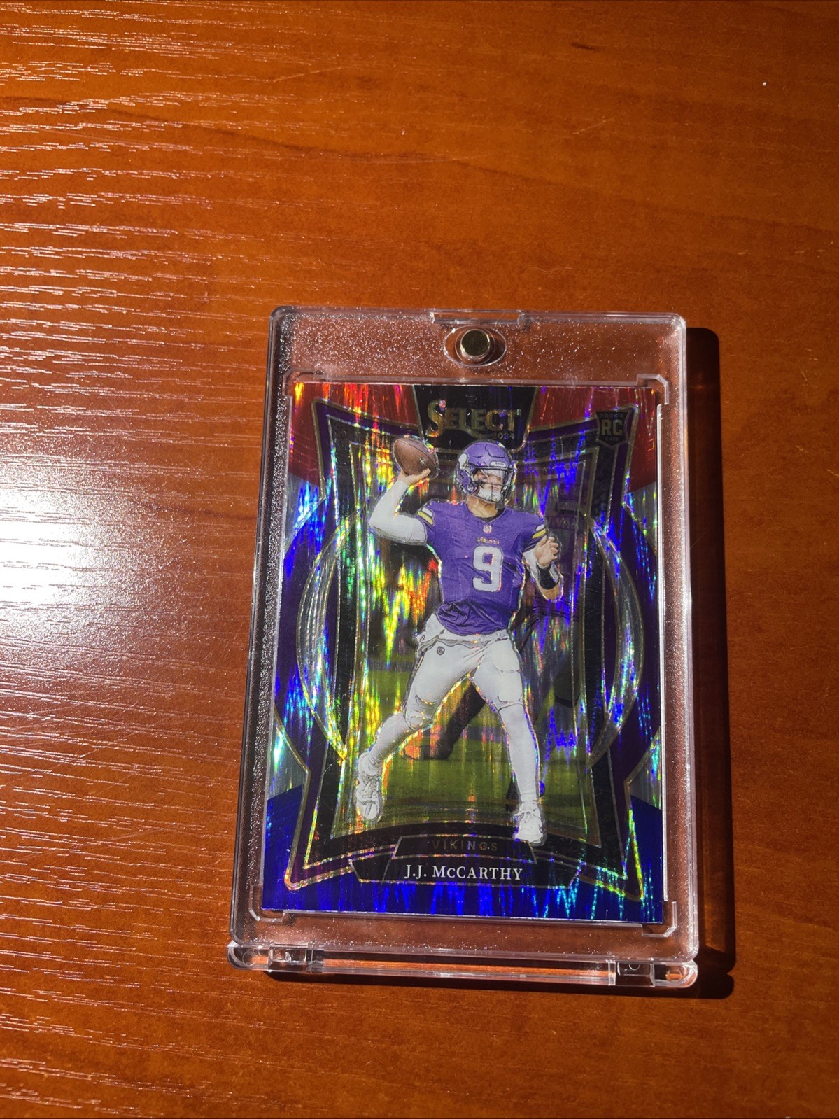 2024 Panini Select - Concourse J.J. McCarthy #24 Red & Blue Shock Prizm (RC)