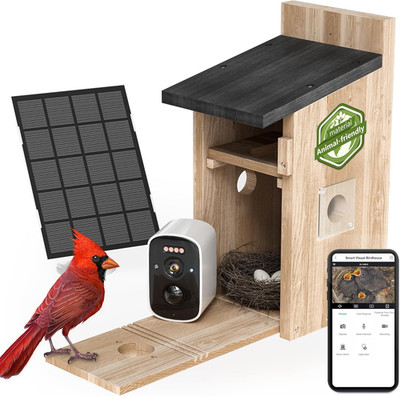 Bird House with Camera, 4MP HD Bird Houses for Outside, 2.4G Wifi & App Notify B