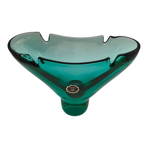 Bohemia Art Crystal Czech Glass Green Vase