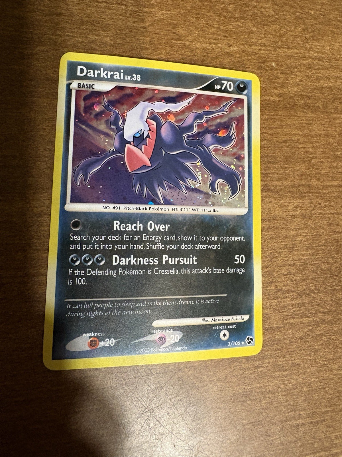 Pokémon TCG Darkrai Lv38 Holo from Great Encounters 3/106 LP