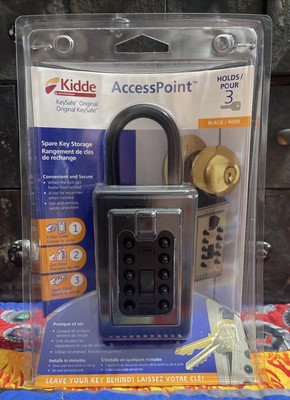 New Sealed Kidde KeySafe Original 3-Key Portable, Pushbutton (Black) 001352C