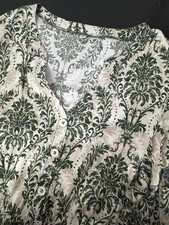 Bohemian Style Green and Beige Damask Print Maxi Dress Women's Size XL