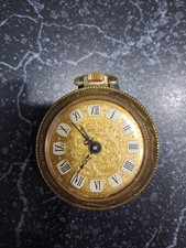 Pocket Watch Louis XIV Brass Open Face Alarm Pocket  Swiss Made PARTS ONLY