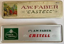 Faber-Castell 2 Bleistift Blechdosen 9111 Vintage und 12/9611 COP. gebraucht