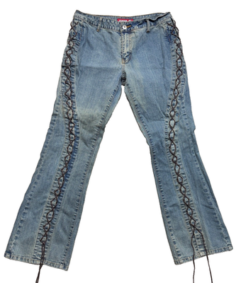 Vintage Zanadi Jeans Women 9 Flare Lace Up 90s Y2K Festival | eBay