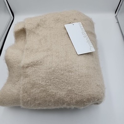 NWT crate and barrel Loren Swan Soft Throw 40x70'' Tan Fringe