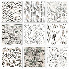 9 Pcs Camo Stencils for Spray Paint Camouflage Pattern Stencils Templates