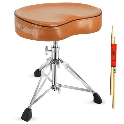 Drum Throne Saddle Stool Adj Heavy Duty Anti Slip Brown