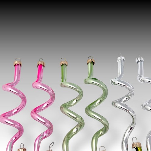 Multicolor Group of 10 PASTEL Blown Glass SWIRLS CHRISTMAS ICICLES ORNAMENTS - Picture 3 of 5