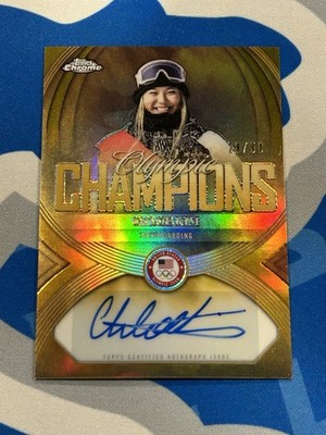 Chloe Kim 2026 Topps Chrome U.S. Winter Olympics Olympic Champions AUTO GOLD /50