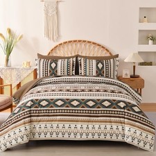 Boho Comforter Set Size 7 Piece Bed in a Bag Soft Striped Bedding Full Brown