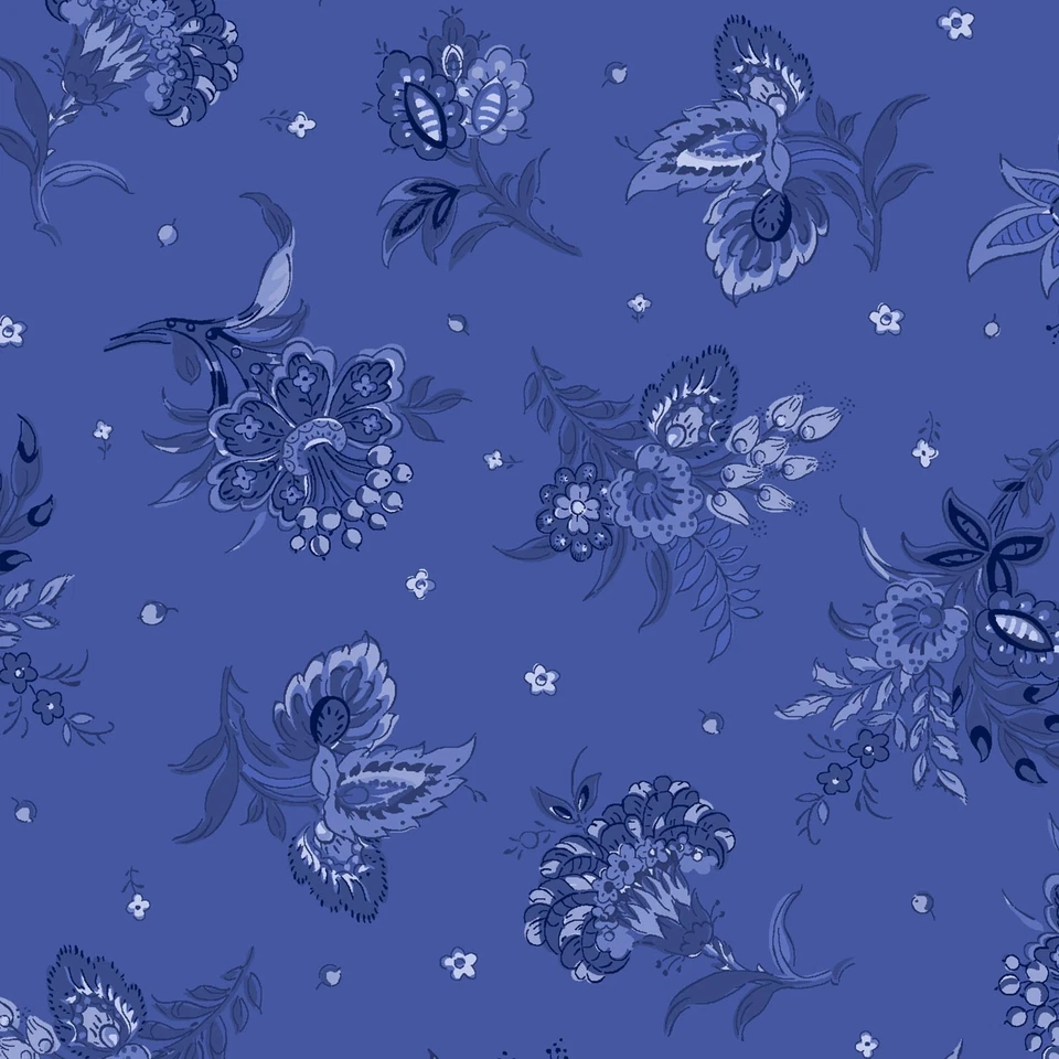 French Quarter Flowers Florals on Blue Quilting Home Decor Fabric by the Yard - Image 3 of 3