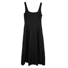 MADEWELL Seamed Squareneck Midi Dress 6 Black Tencel Blend Fitted Bodice NWT B62