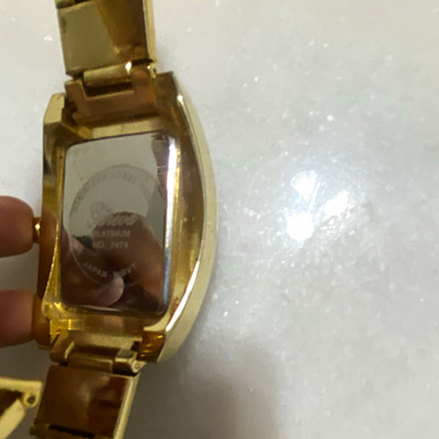 Geneva Platinum Women's Tonneau Analog Quartz Gold Tone Bracelet Crystal Bezel