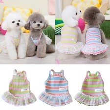 Pet Dog Sling Vest Puppy Princess Dresses Lace Striped Dog Dress Pet Outfit  