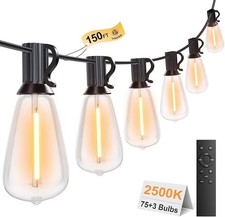 150FT Outdoor String Lights for Patio Waterproof Connectable ST38 LED Light