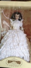 Franklin Mint GWTW Scarlett O'Hara in White Ruffles 16in Portrait Doll NRFB