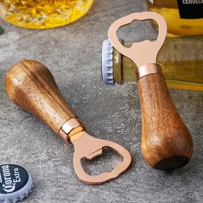 Vertikaler Flaschenöffner, 1 Stück - Holzgriff Edelstahl Bierflaschenöffner