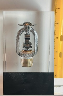 RASCO/RELIABLE RELIABLE SPRINKLER HEAD EMBEDDED IN LUCITE BLOCK EUC