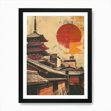Sapporo Japan Mid Century Modern 3  Framed Wall Art Poster Canvas Print Picture