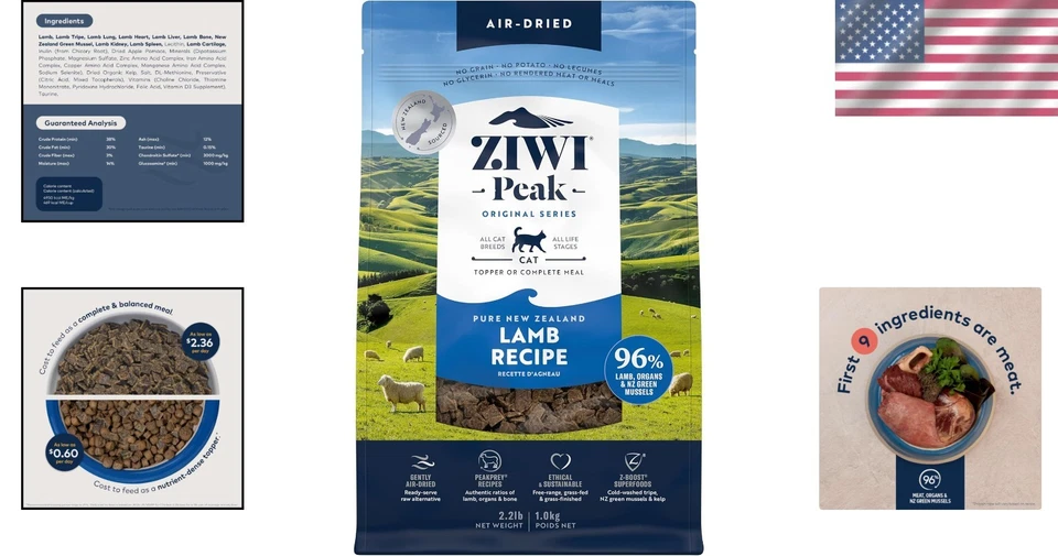 Comida nutritiva para gatos de cordero seca al aire - sin granos e ingrediente limitado - 35,2 oz Foto 2 de 4