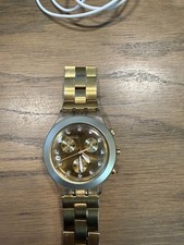 Swatch irony gold Diaphane Chrono Day/date. As Is Read description. New Battery