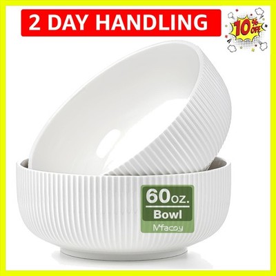 2 Pack Salad Bowl, 8 inch 60 oz Large Serving Bowl Set, Deep Bowl for Kitchen...