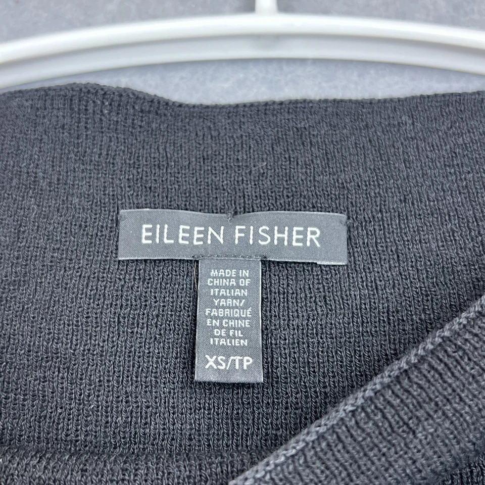 Vestido para mujer Eileen Fisher XS negro 100 % lana sin mangas tejido abertura lateral línea A Foto 2 de 4
