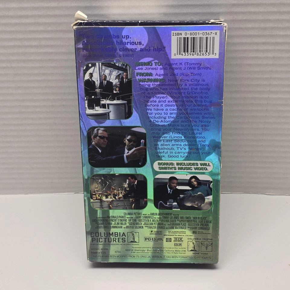 Men in Black VHS Sci-Fi Comedy NTSC Will Smith Tommy Lee Jones PG-13 MIB Movie Foto 2 de 3