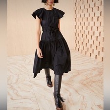 Ulla Johnson Delmara Dress Raven Black size 6 flutter sleeve midi dress