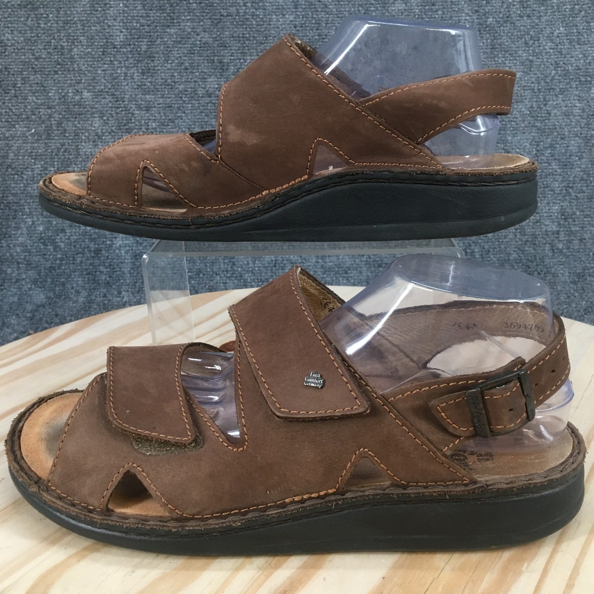 Finn Comfort Sandal Mens 44 Brown Leather Fisherman 
