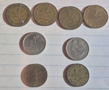 2 German 1950 5 Pfenning 4 1950 10 Pfenning And 2 1949-S 50 Pfenning