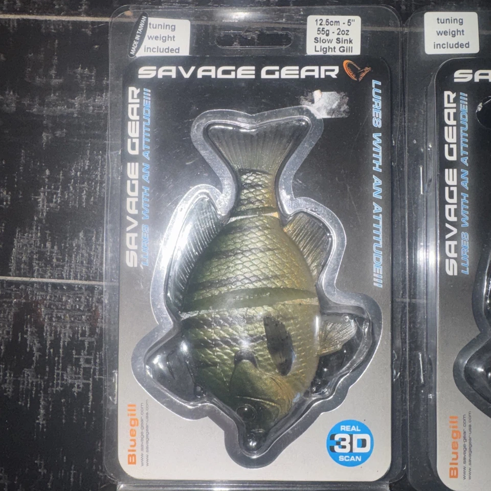 Lote de 3 cebos de natación Savage Gear Bluegill - 2 branquias claras y 1 branquias oscuras - listos para pescar Foto 2 de 4