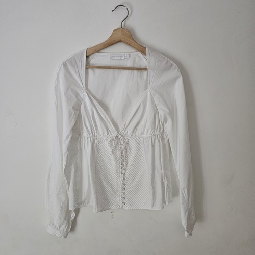 Jonathan Simkhai Cottage Core white Long Sleeve Top Size Medium - Picture 3 of 9