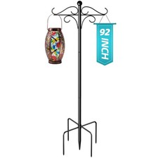 92" Double Shepherds Hooks for Outdoor, Adjustable Heavy Duty Bird Feeder Pol...