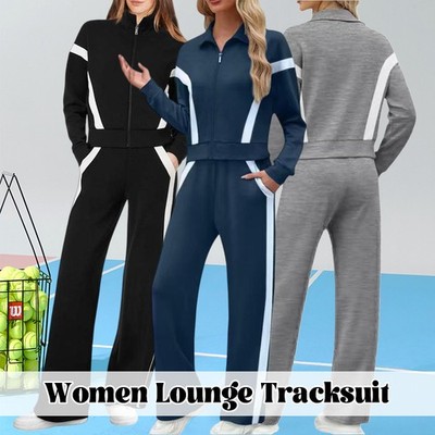Womens 2 Piece Outfits Lounge Tracksuit Matching Set Casual Zipper Top Pants