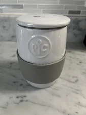 Pampered Chef Ceramic White Microwave Egg Cooker 1529 w/ Instructions