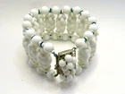 Signed Miriam Haskell Milk Glass Costume Jewelry Bracelet Art Deco Era - 02